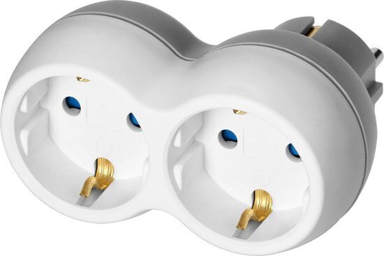 Contactsplitter -Wit- 2x Schuko Randaarde - Max.3680Watt