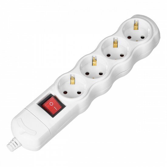 4x Stopcontact Aan/uit-knop Randaarde Zonder Kabel