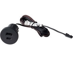 2xUSB ( A en C ), 2 meter aansluitkabel Zwart