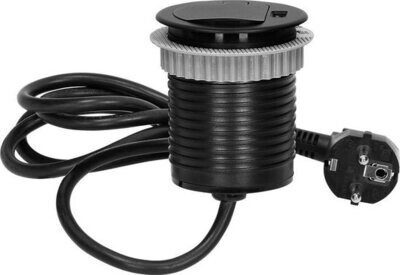 1 stopcontact, 1x USB met klep Zwart