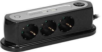3x stopcontacten 2xUSB-A Aan/uit-knop 1.4meter kabel - Bureau Desktop