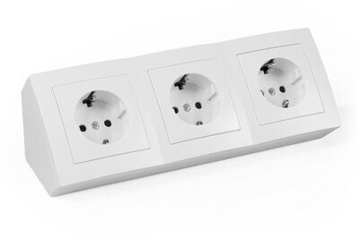 3 stopcontacten, 15 cm kabel Wit