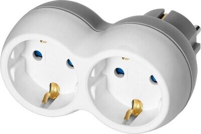 Contactsplitter -Wit- 2x Schuko Randaarde - Max.3680Watt