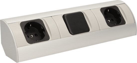 2 Stopcontacten, aan/uit schakelaar 50cm Kabel Grijs