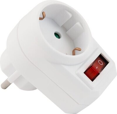 1x Schuko -Randaarde- Smalle aan/uit Knop