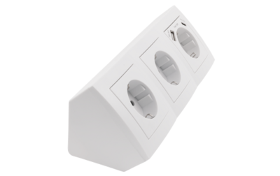 3 stopcontacten 1xUSB-A 1xUSB-C - 15 cm kabel  Wit