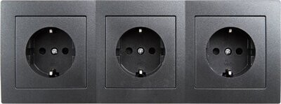 3 stopcontacten, 15 cm kabel  Antraciet