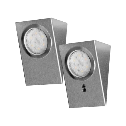 Onderbouw keukenverlichting met contactloze schakelaar - 2x 2,5 Watt - 2x 180 Lumen - RVS/INOX