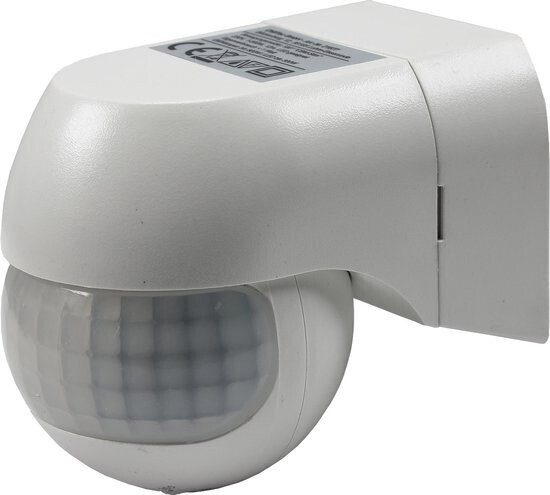 Bewegingssensor voor buiten IP44 - Bewegingsmelder opbouw met detectiehoek 180° tot 12 meter - Bewegingsdetector met 3-draads aansluiting tot 800 W - Wit