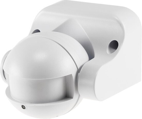 Bewegingssensor voor buiten met detectiehoek 180° tot 15 meter - Bewegingsdetector met 3-draads aansluiting tot 1200 W - Bewegingsmelder opbouw IP44 - Wit