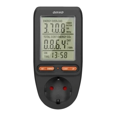 Verbruiksmeter-  LCD-display 3680 Watt  - Zwart