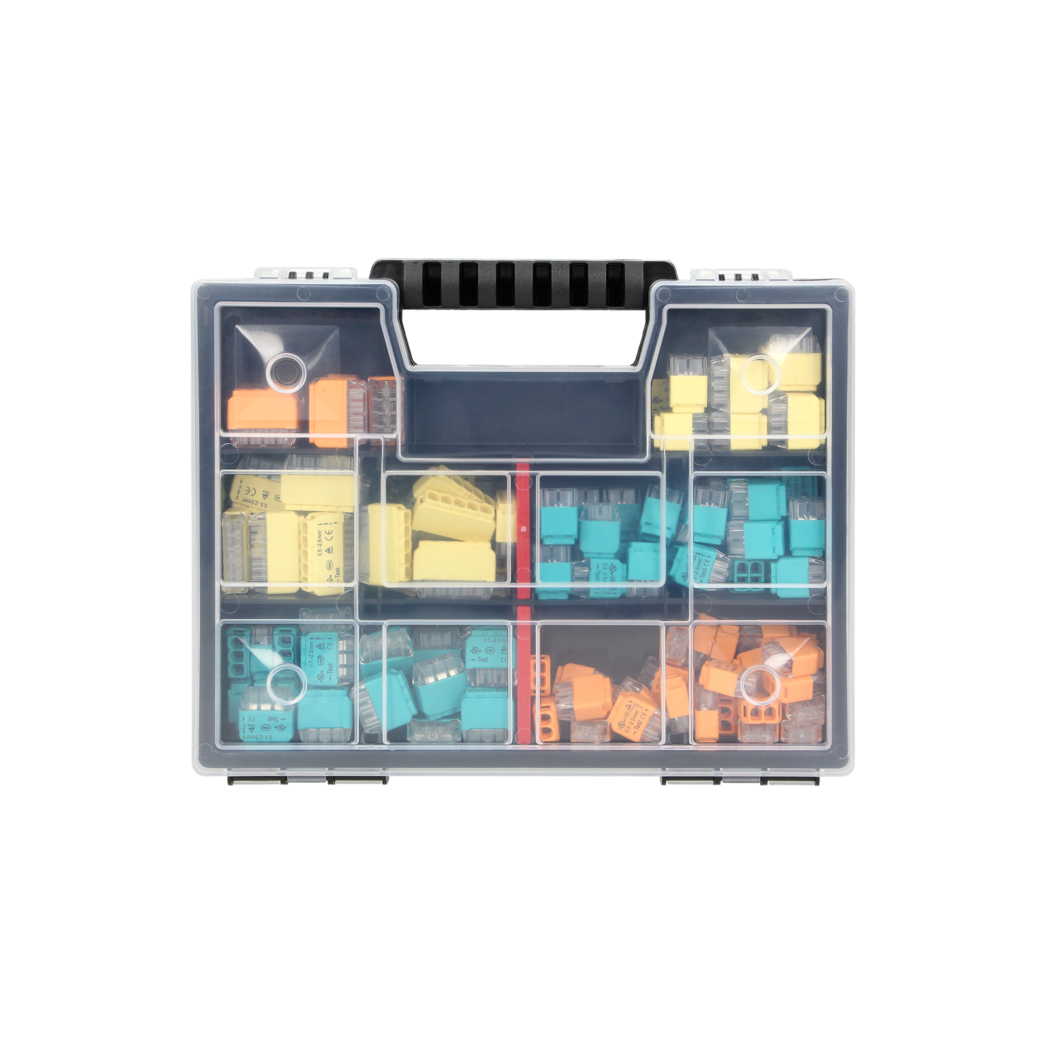 Transparante push-in connectoren in assortimentsdoos - 123 stuks - Ideaal voor DIY, klussen &amp; verbouwen (lasklemmen/kabelverbinders)