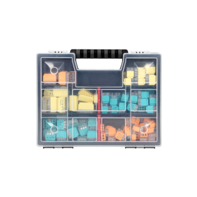 Transparante push-in connectoren in assortimentsdoos - 123 stuks - Ideaal voor DIY, klussen &amp; verbouwen (lasklemmen/kabelverbinders)