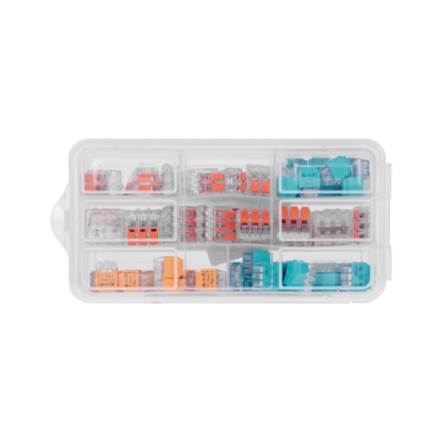 Transparante lasklemmen &amp; push-in connectoren in assortimentsdoos - 65 stuks - Ideaal voor DIY, klussen &amp; verbouwen (lasklemmen/kabelverbinders)