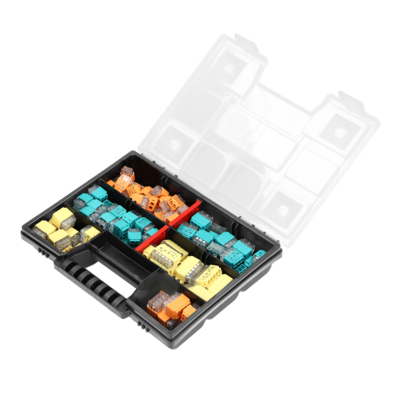 Transparante push-in connectoren in assortimentsdoos - 123 stuks - Ideaal voor DIY, klussen &amp; verbouwen (lasklemmen/kabelverbinders)