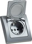 Buitenstopcontact - Stopcontact buiten IP44 - Stekkerdoos buiten tot 250V - Wandcontactdoos buiten - Zilver