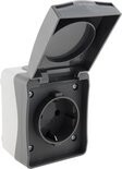 Buiten wandcontactdoos opbouw - Enkele wandstopcontact IP54 - Stopcontact buiten Schuko - Donker Grijs