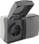 Buitenstopcontact met schakelaar opbouw - wandcontactdoos IP54 met wisselschakelaar - Schuko tot 2000W - Donker Grijs