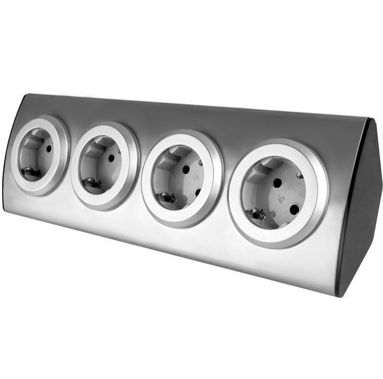 4 Stopcontacten, zonder snoer  Zilver
