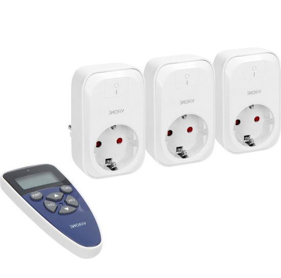 3x Schuko op afstandbediening -Schakelset- max.3000 Watt