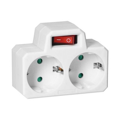 2x Schuko  -Randaarde- Aan/uit Knop