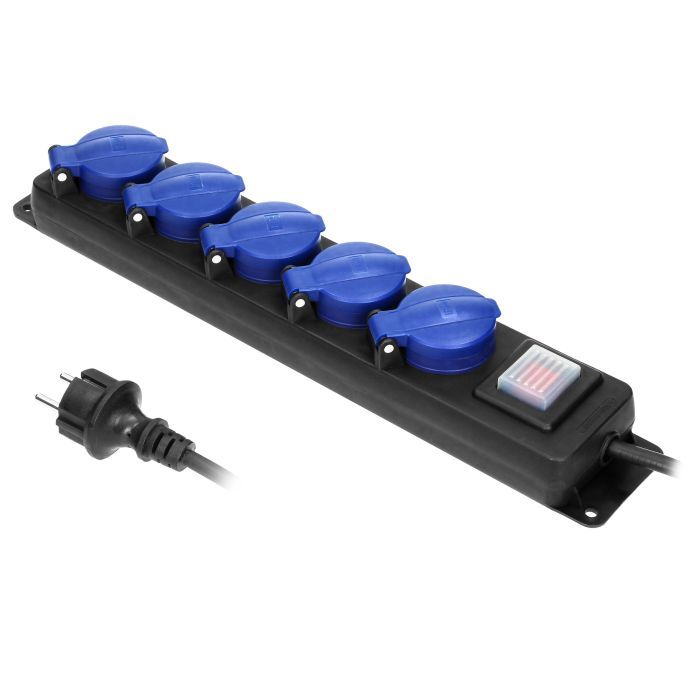 5xStopcontacten Aan/uit-knop 3meter kabel IP44