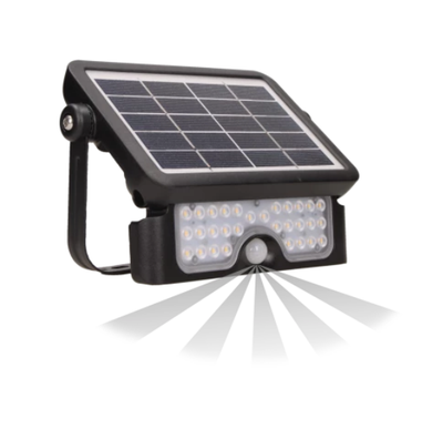 LED Lichtsensor, Bewegingssensor Zonnepaneel IP65 - 4000K-500 Lm