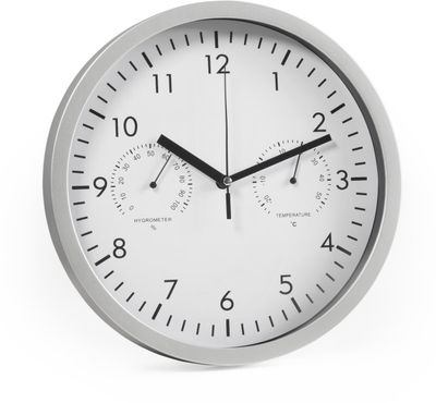 Wandklok -stille uurwerk -thermometer -hygrometer, 25cm Ø
