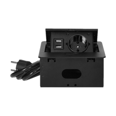 1 stopcontact,  2x USB 1.5 meter kabel  Zwart