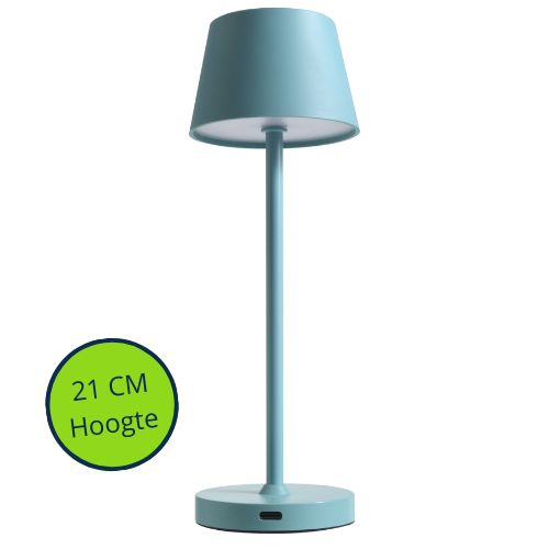 Oplaadbare LED Tafellamp - Dimbaar - 60Lm - Turquoise 21CM