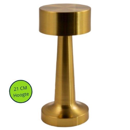 Oplaadbare LED Tafellamp - 21 cm hoog - dimbaar - GOUD