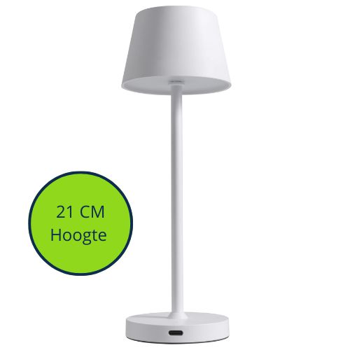 Oplaadbare LED Tafellamp - Dimbaar - 60Lm - Wit 21CM