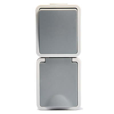 Opbouw Dubbel combinatie – 1 schakelaar + 1 stopcontact - Grijs