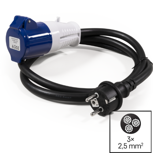 -1.5 Meter- CEE-(M)SCHUKO VerloopKabel 3x2,5 mm²