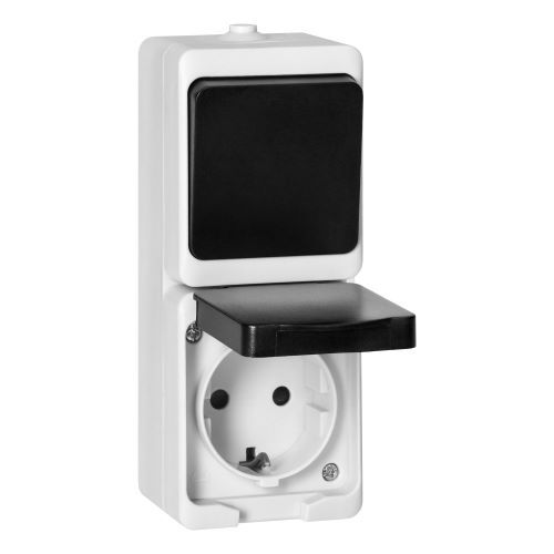 Opbouw IP54- 1x-Schakelaar  - 1x-Stopcontact Wit/Antraciet