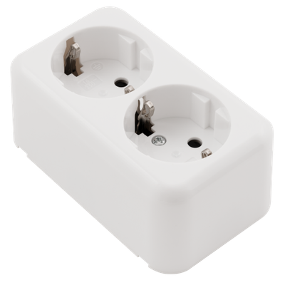 Opbouw 2x Schuko Stopcontact WCD 250V/16A - Wit