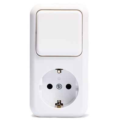 Opbouw Schuko 1xSchakelaar 1xstopcontact Combinatie _ Wit