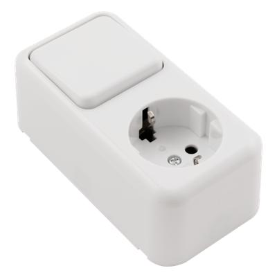 Opbouw Schuko 1xSchakelaar 1xstopcontact Combinatie _ Wit