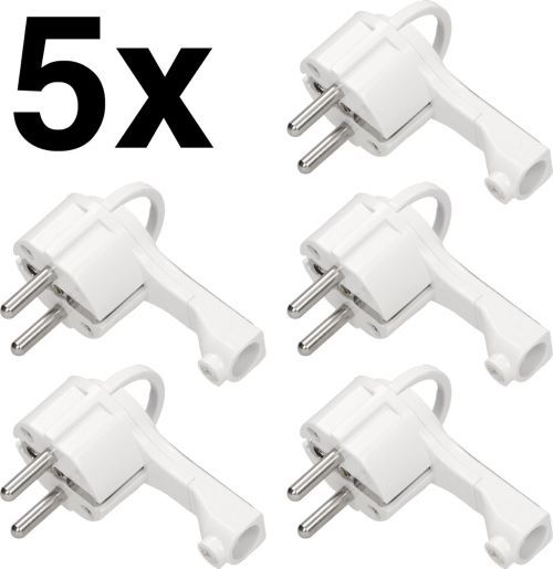 5x Platte compacte haakse stroomstekker - Wit