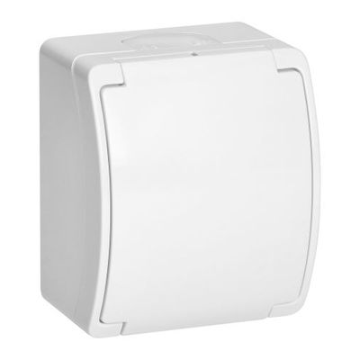 1x Stopcontact IP44 -Randaarde  Wit