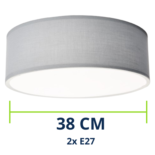 EINLICHT &quot;FABRIC&quot; Ø38CM-  2X E27 - BlauwGrijs Stoffen