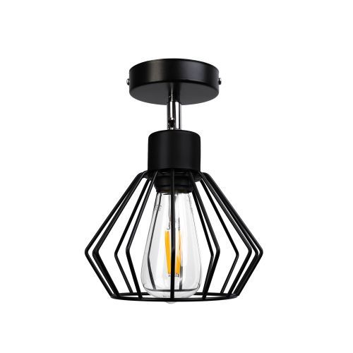 Hanglamp - Opbouw spot – industriële look - 60 Watt - Zwart