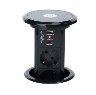 Vol-Automatisch 3 Stopcontacten 2x USB (A+C) 2M kabel -Zwart