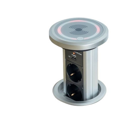 Vol-Automatisch 3 Stopcontacten 2x USB-A - Qi-lader - 2M kabel