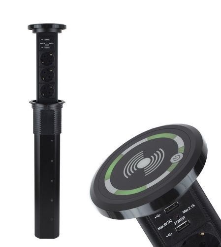 Vol-Automatisch 3 Stopcontacten 2x USB (A+C) - Qi-lader - 2M kabel