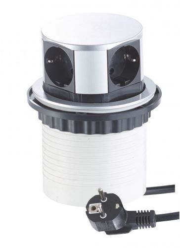 4 stopcontacten, 1.4 meter kabel Zilver