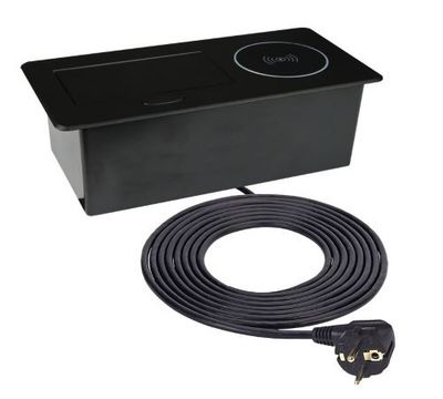 1 Stopcontact, USB (A enC) Qi-oplader 1,5 meter kabel Zwart