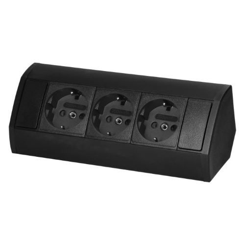 Orno Hoekstekkerdoos - 3 stopcontacten - Opbouw hoekstekkerblok met 60 cm kabel - Zwart