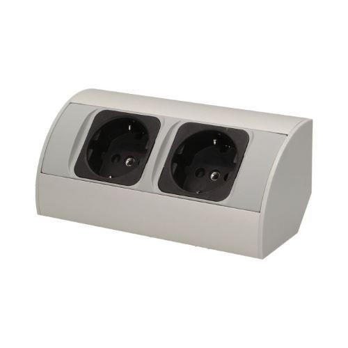 2 Stopcontacten, 60cm Kabel Grijs