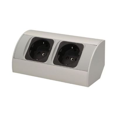 2 Stopcontacten, 60cm Kabel Grijs